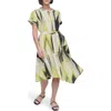 Dkny Print Tie Waist Linen Midi Dress In Linen Mult