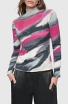 Dkny Womens Printed Cotton Turtleneck Sweater In Grey Geode