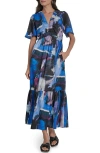 Dkny Print V-neck Maxi Dress In Multi