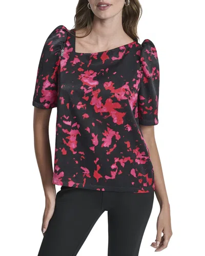 Dkny Asymmetrical Short Sleeve Top In Multi