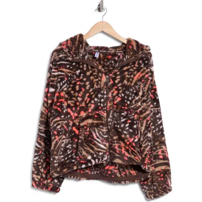 Dkny Printed High-low Jacket In Brown