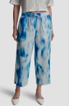 Dkny Printed Linen Drawstring Pants In Blue