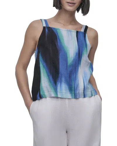 Dkny Printed Linen Top In Blue
