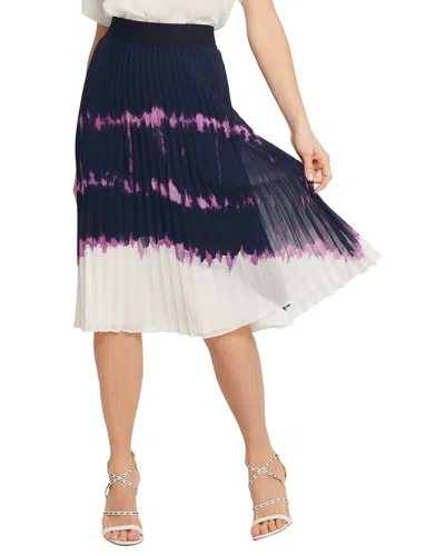 Dkny Printed Pleated Skirt In Blue