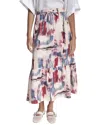 Dkny Printed Pull On Linen Skirt In Pink