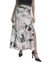 Dkny Printed Pull-on Newspaper Skirt In White