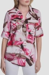 Dkny Printed Roll-tab Cuff Cotton Button-up Shirt In Multi