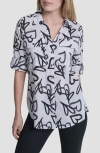 Dkny Printed Roll-tab Cuff Cotton Button-up Shirt In Multi