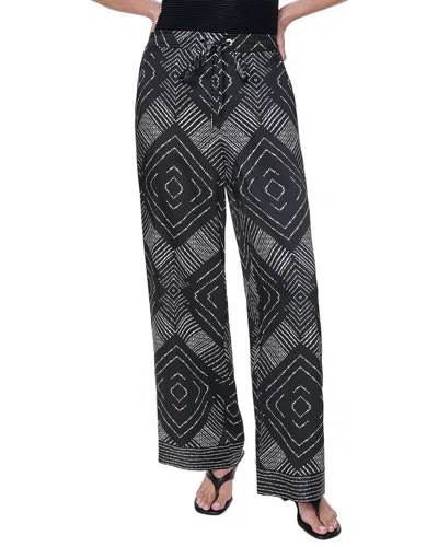Dkny Printed Scarf Twill Pant In Black