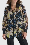 Dkny Printed Semisheer Chiffon Button-up Top