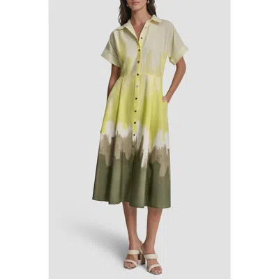 Dkny Printed Shirtdress In Green