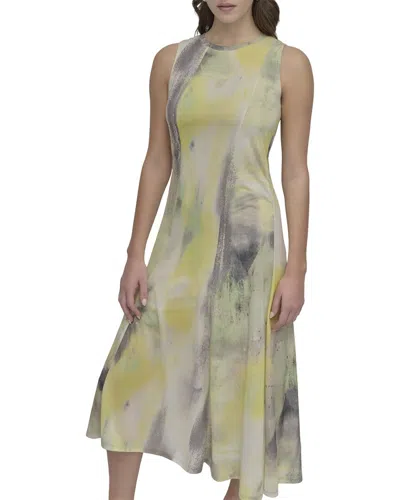 Dkny Printed Slub Jersey Dress In Multi