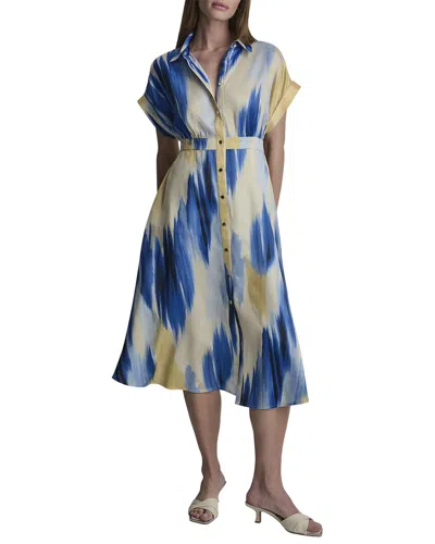 Dkny Printed Supple Satin Shirtdress In Blue