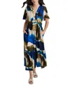 Dkny Print V-neck Maxi Dress In Expld Ink
