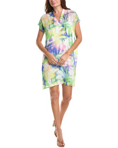 Dkny Printed V-neck Dress In 0hx-ocn Lmcl Mlt