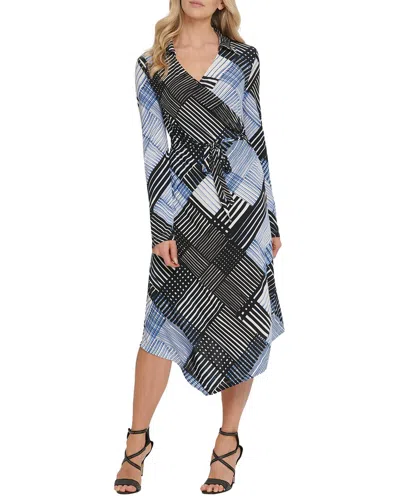 Dkny Printed Wrap Front Dress In Multi