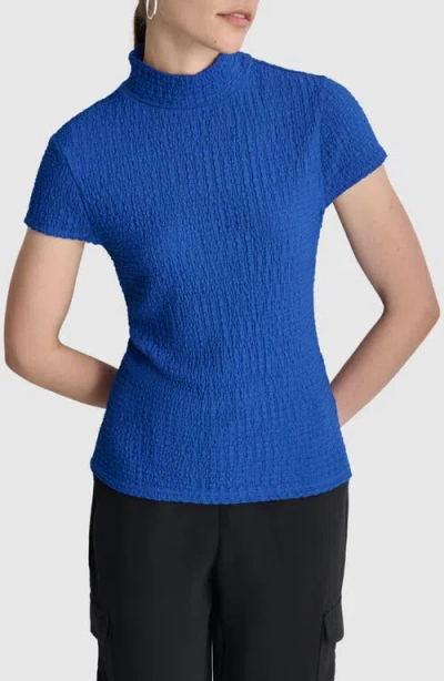 Dkny Pucker Knit Top In Lapis Blu