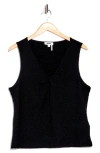 Dkny Pucker Twist V-neck Tank In Black