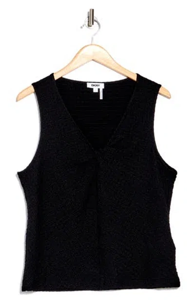 Dkny Pucker Twist V-neck Tank In Black