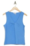 Dkny Pucker Twist V-neck Tank In Cornflower