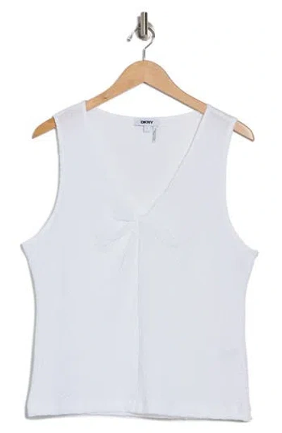Dkny Pucker Twist V-neck Tank In White