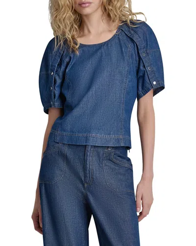 Dkny Puff Button Sleeve Top In Purple