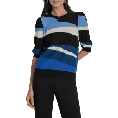 Dkny Puff Shoulder Cotton Jumper In Black