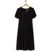 Dkny Puff Sleeve Fit & Flare Midi Dress In Black