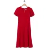 Dkny Puff Sleeve Fit & Flare Midi Dress In Red