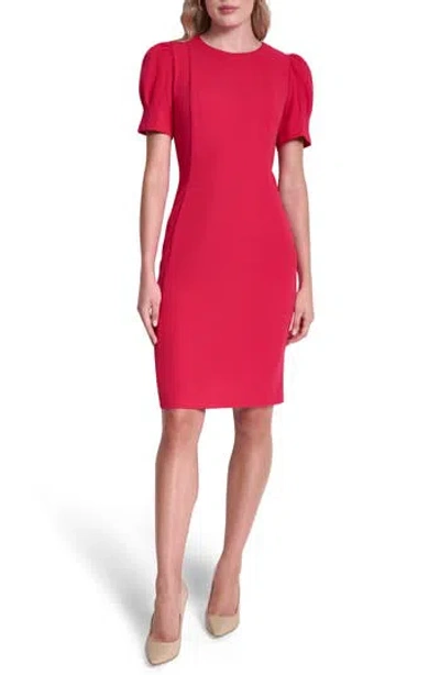 Dkny Puff Sleeve Sheath Dress In Red