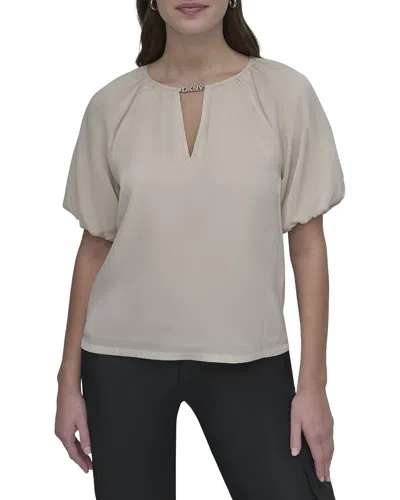 Dkny Puff Sleeve Top In D5k-lt City Khaki