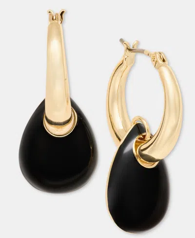 Dkny Puffy Charm Hoop Earrings In Jet