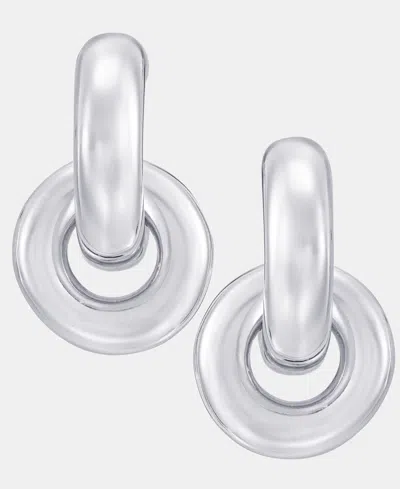 Dkny Puffy Door Knocker Drop Earrings In Metallic