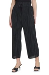 Dkny Pull-on Crop Wide Leg Plissé Pants In Black