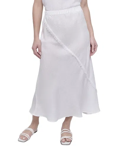Dkny Pull On Linen Skirt In White