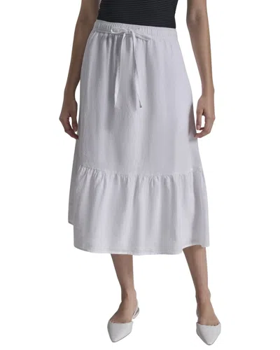 Dkny Pull On Linen Skirt In White