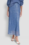 Dkny Pull-on Sequin Midi Skirt In Blue