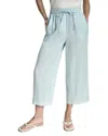 Dkny Pull On Straight Leg Linen Pant In Green