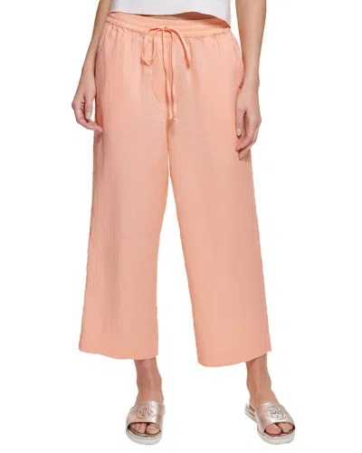 Dkny Pull-on Straight Leg Linen Pant In Pink