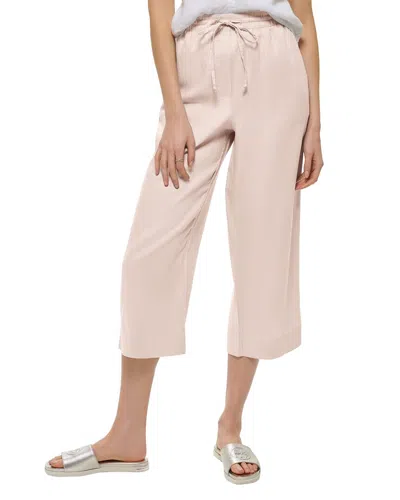 Dkny Pull-on Straight Leg Linen Pant In Pink