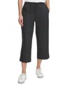 Dkny Pull-on Drawstring Crop Linen Pants In Black