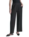 Dkny Pull-on Mini Logo Linen-blend Pant In Black
