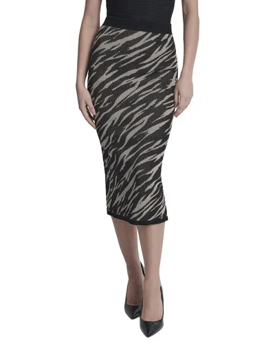 Dkny Pull-on Pointelle Jacquard Sweater Skirt In Black