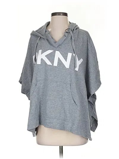 Pre-owned Dkny Pullover Hoodie In Gray