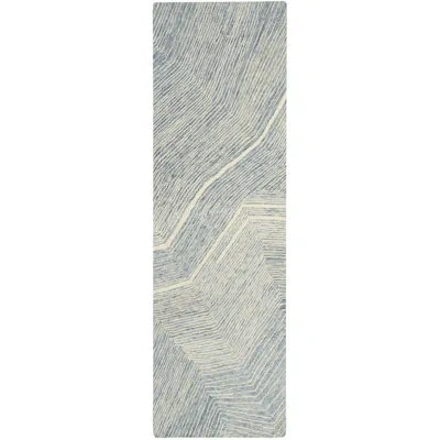 Dkny Pure Angles Ivory Blue Modern Indoor Rug In Blue,ivory