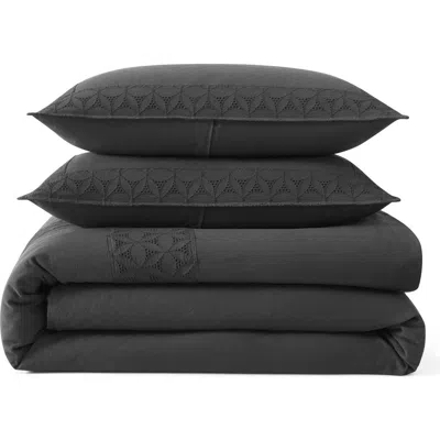 Dkny Pure Hotel Eyelet Comforter & Shams Set In Black