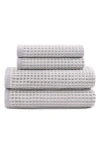 Dkny Pure Yarn Dyed Waffle Cotton Bath And Hand Towel 4-piece Set In Gray