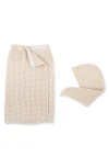 Dkny Pure Yarn Dyed Waffle Cotton Body Wrap And Hair Wrap 2-piece Set In Brown