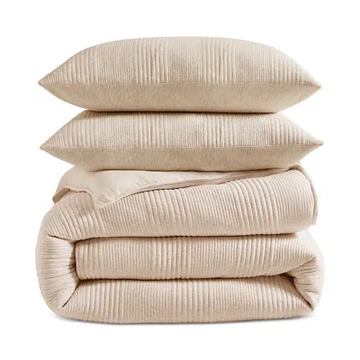 Dkny Pure Ribbed Jersey Duvet Set, Full/queen In Neutral