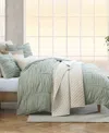 Dkny Pure Ruched Gauze 3-pc. Duvet Cover Set, Full/queen In Green